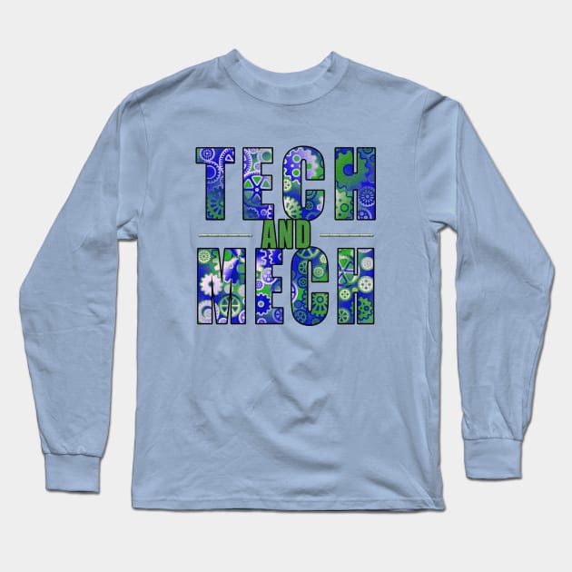 Blue Tech and Mech Long Sleeve T-Shirt by Gaspar Avila